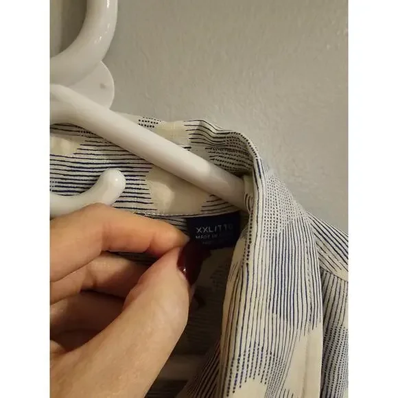 Tommy Bahama sz XXL silk Hawaiian print button down Blue Cream shirt MT86 - Picture 5 of 8